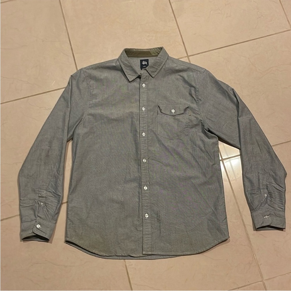 Stussy XL Grey Button-Up Shirt